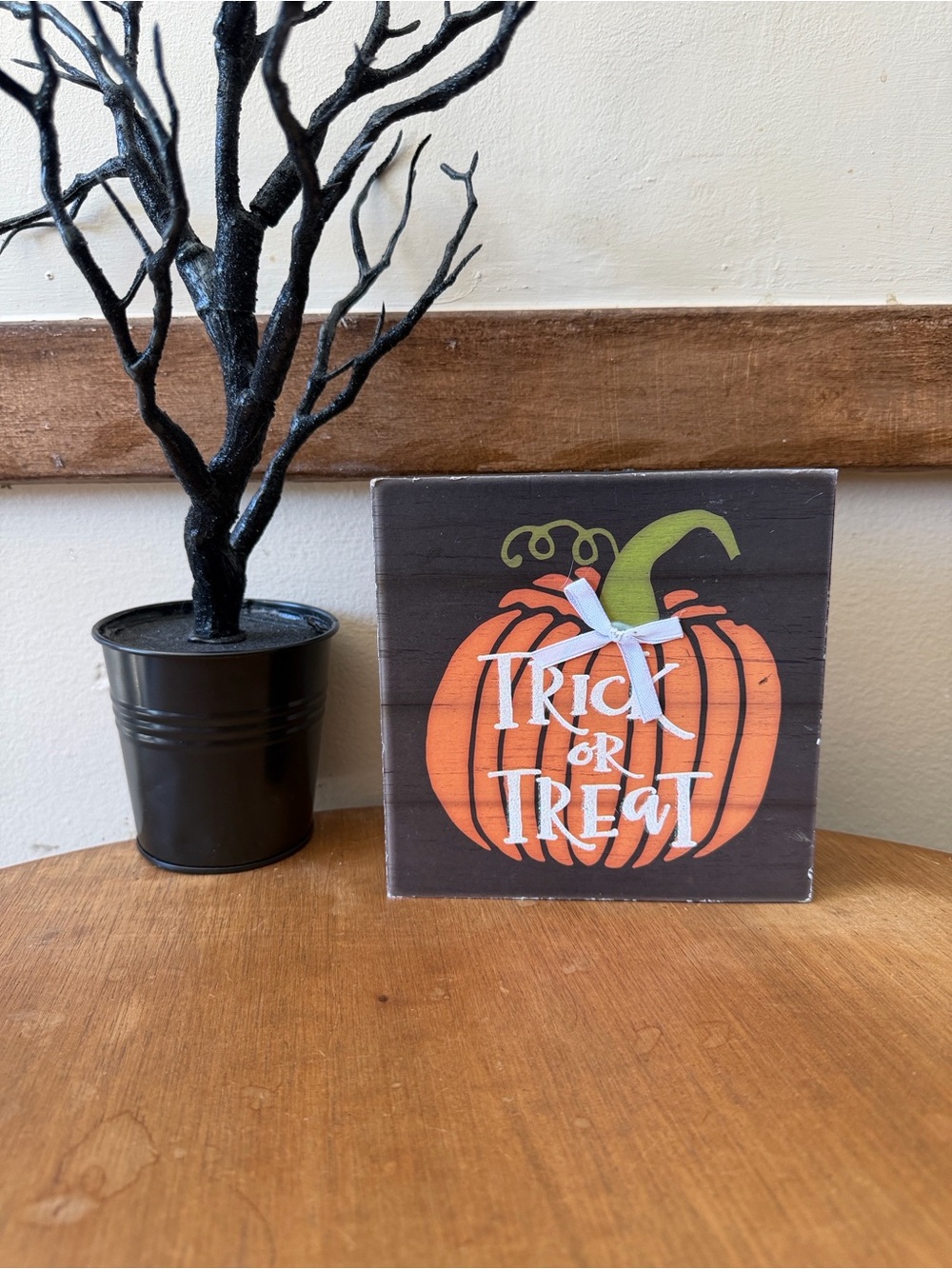 Hobby Lobby Orange & Green Pumpkin 'Trick or Treat' Wall Sign